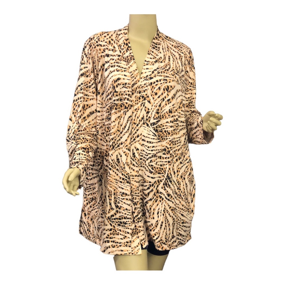 Comfort Code by Cuddl Duds OpenFront Animal Print Cardigan with Pockets ~ NWT!